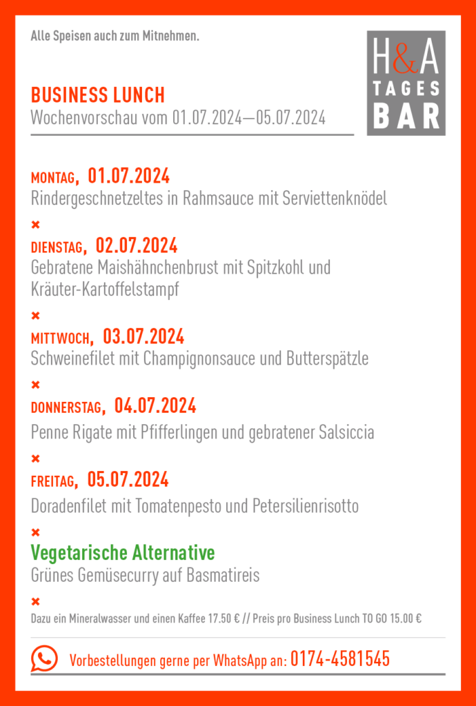H&A Tagesbar, Die Tapasbar in Köln mit dem Business Lunch